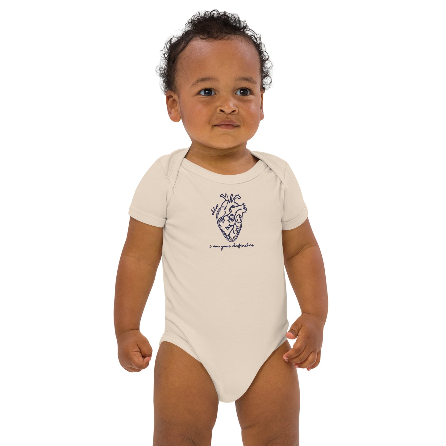 ELDR 'Defender' Organic Cotton Baby Bodysuit- Embroidered Heart Anatomy
